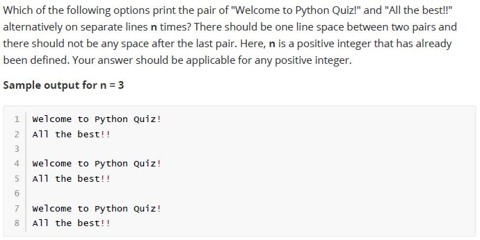 Practise Quiz for Intro to python from Question Paper : 2022 Oct: IIT M ...